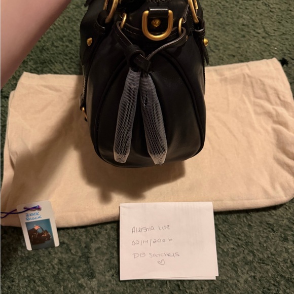 Dooney & Bourke Black Leather Satchel with Gold Accents - Picture 3 of 8